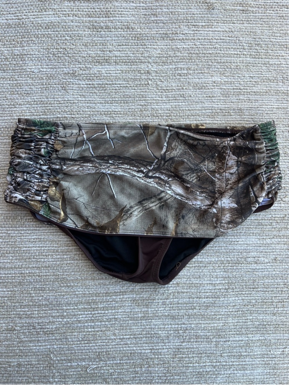 Camo Outdoor Tan Brown Skirt Bikini Low Rise Bottoms size Large